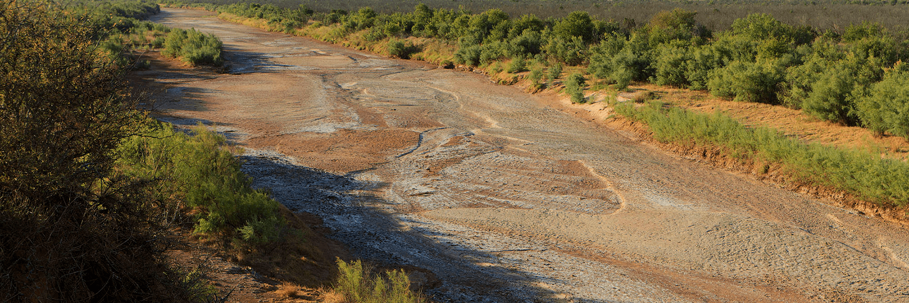 Brazos River in Knox County, Texas runs dry in summer 2011. 